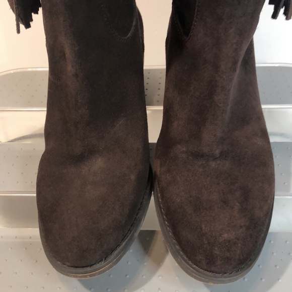 HP 🏆 Michael Kors Rhea Fringe Coffee Booties 8 - Picture 4 of 12